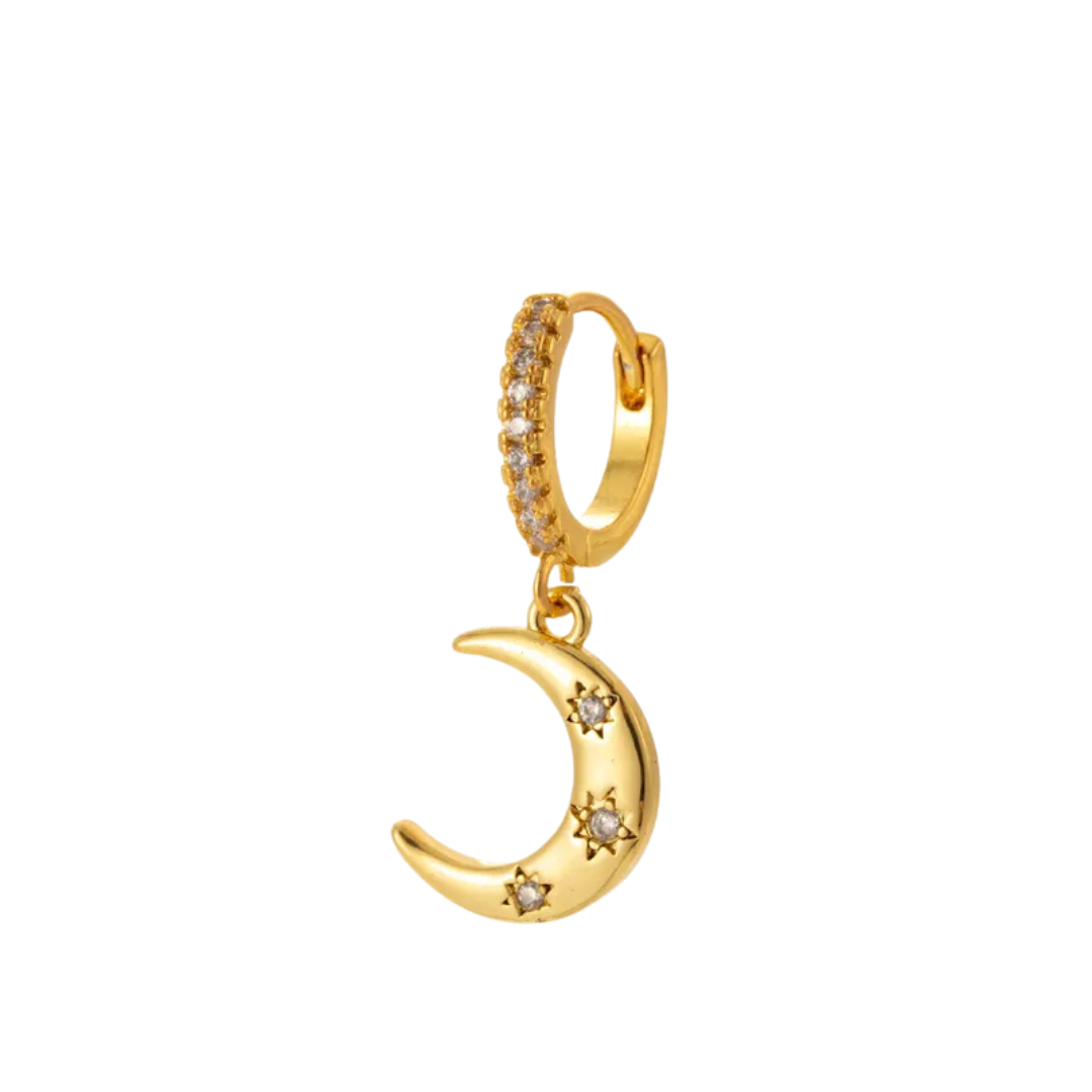 Moon Huggie Hoop Earring