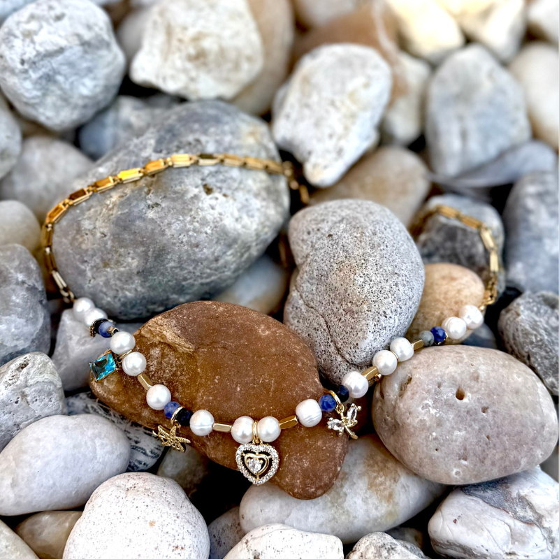 Multi Bead Necklace with Heart Pendant