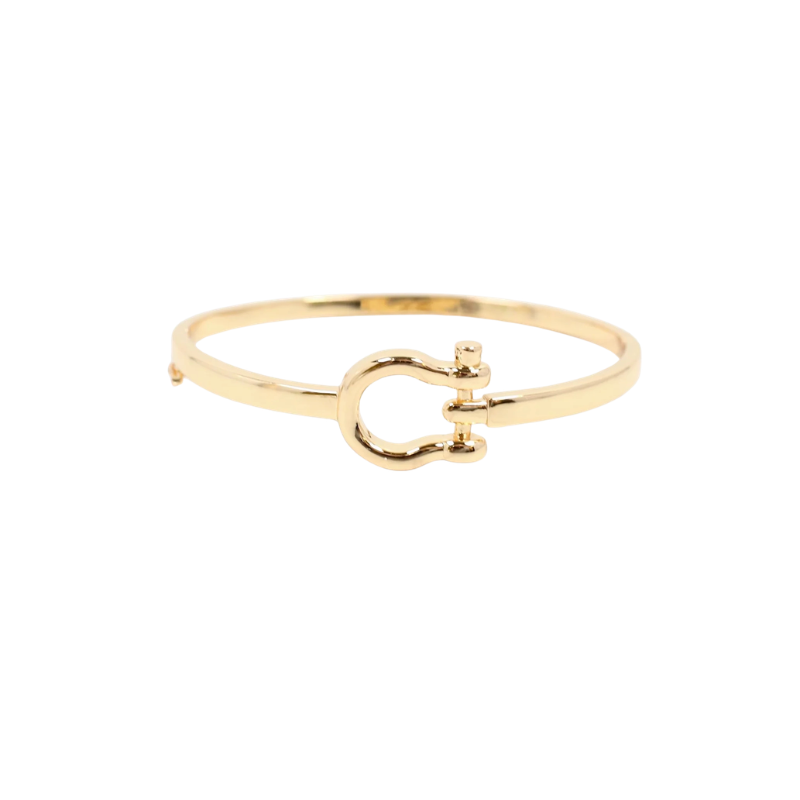 Mustang Horse Bit Hinged Bracelet in Gold