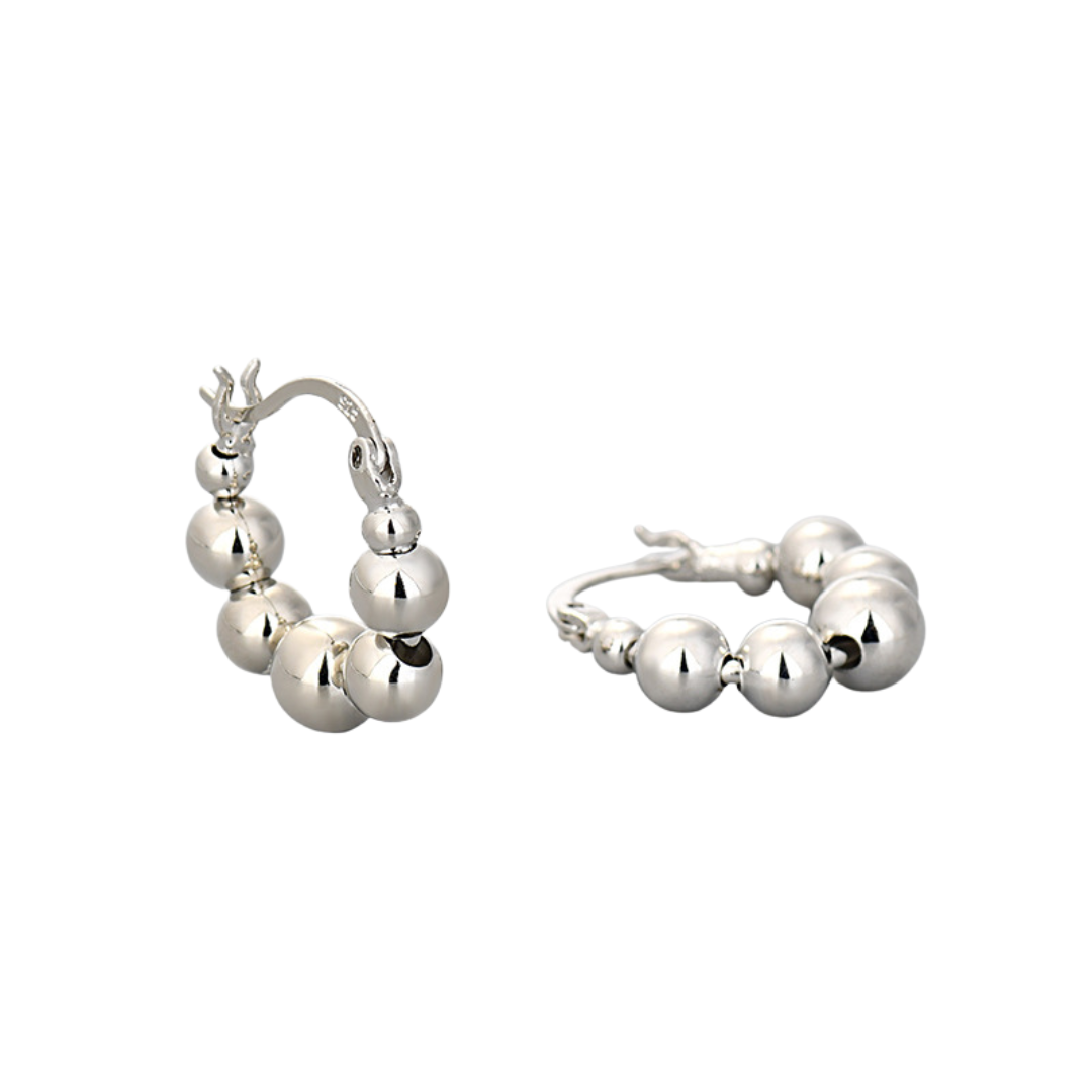 Rounded Hoop Earrings in White Gold