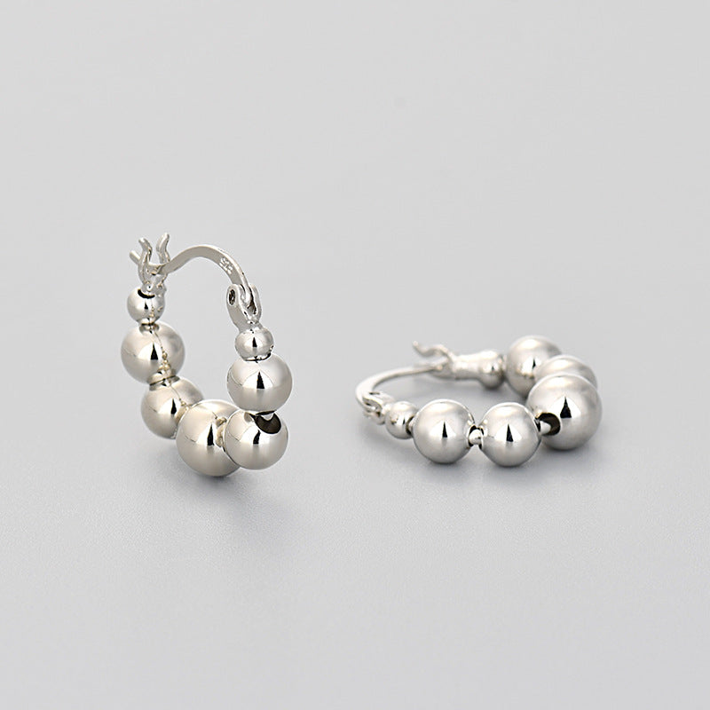 Rounded Hoop Earrings in White Gold