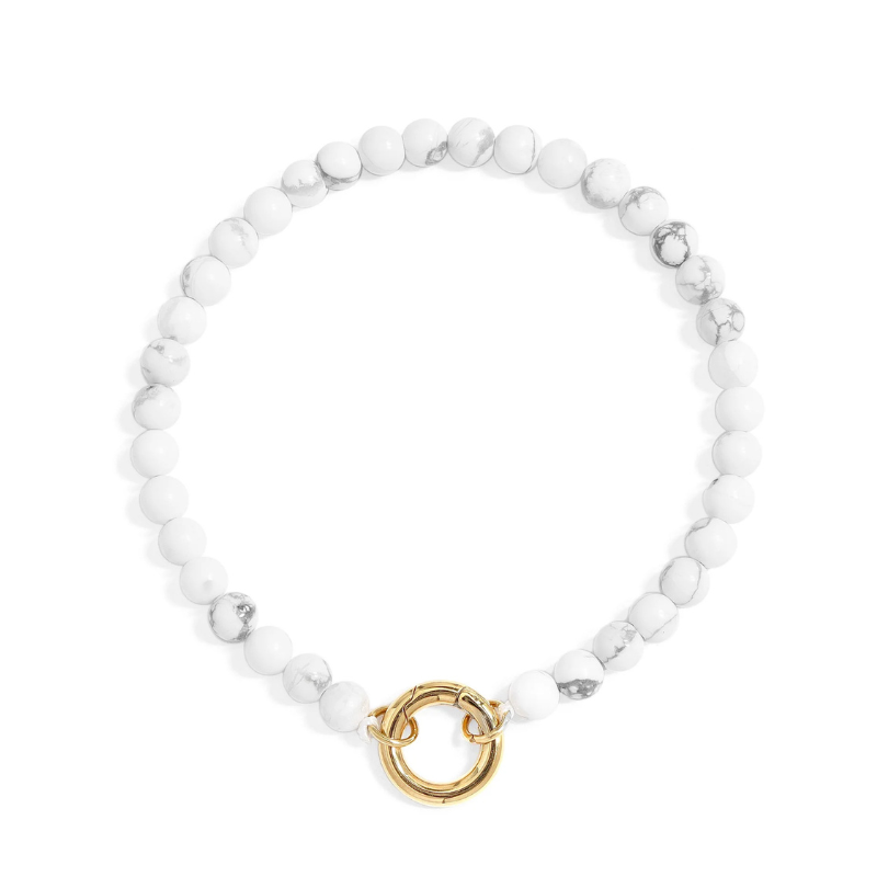Natural Stone Charm Keeper Bracelet in Howlite