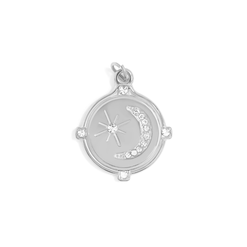 Moon and Star Pendant Charm in Silver