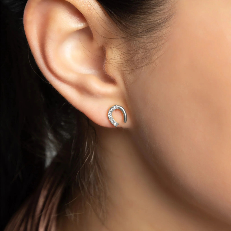 Stud Horseshoe Earrings in Silver