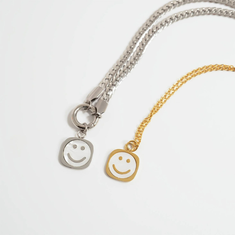 Smiley Face Charm in Silver