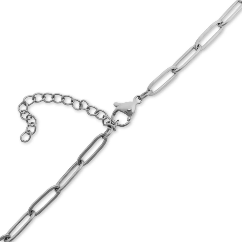 Carabiner Circle Necklace with Paperclip Chain in Silver
