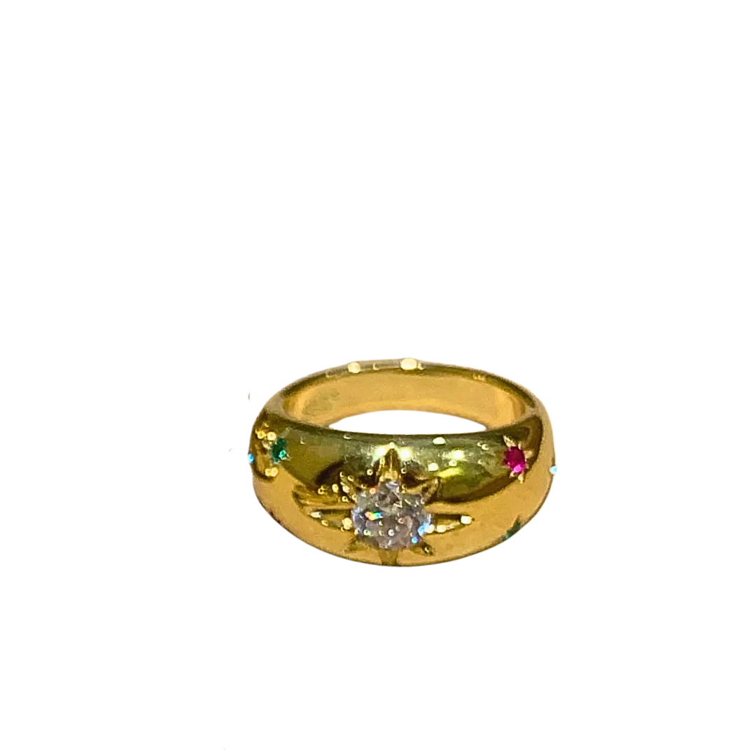Adjustable Starburst Ring in Gold