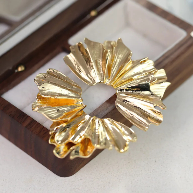 Textured Chandalier Earrings in Gold