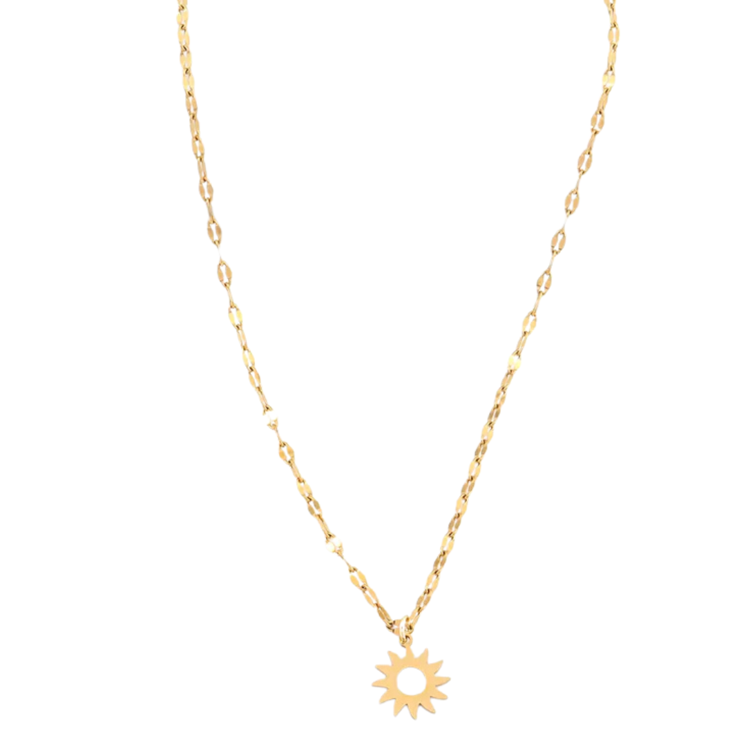 Hollow Sun Necklace in Gold
