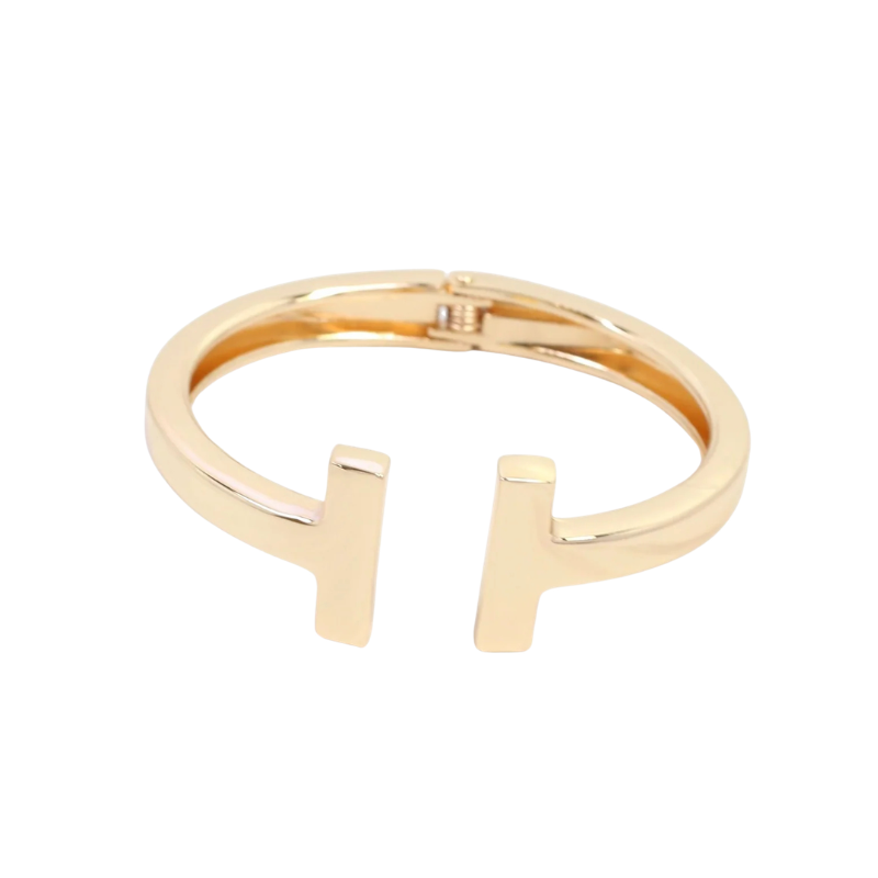 T-Shaped Hinged Bracelet in Gold