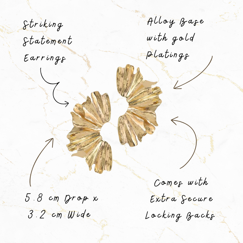 Textured Fan Earrings in Gold