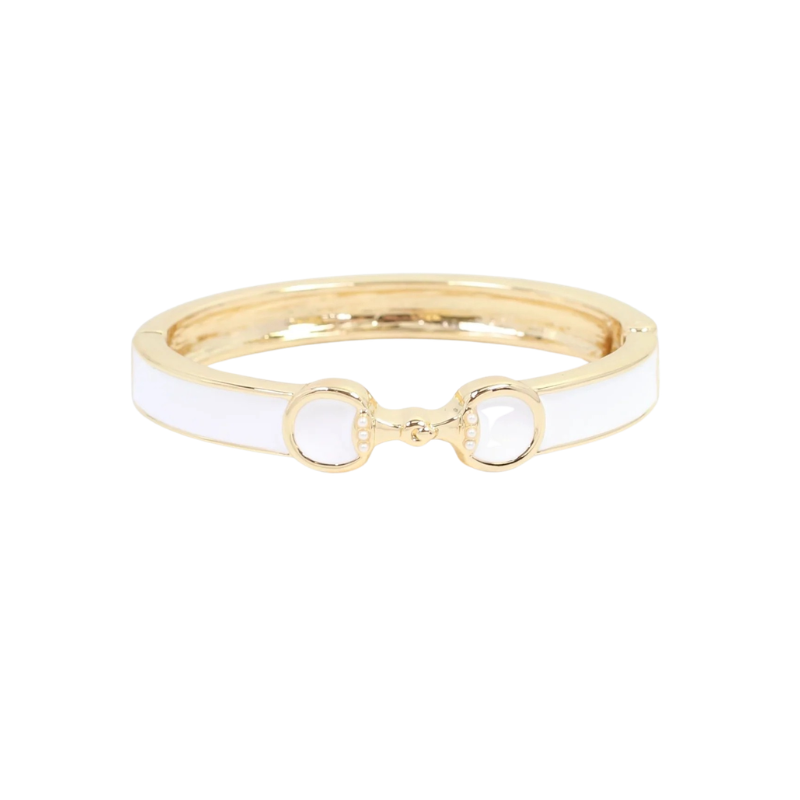 The Friesian Horse Bit Hinged Bracelet in White