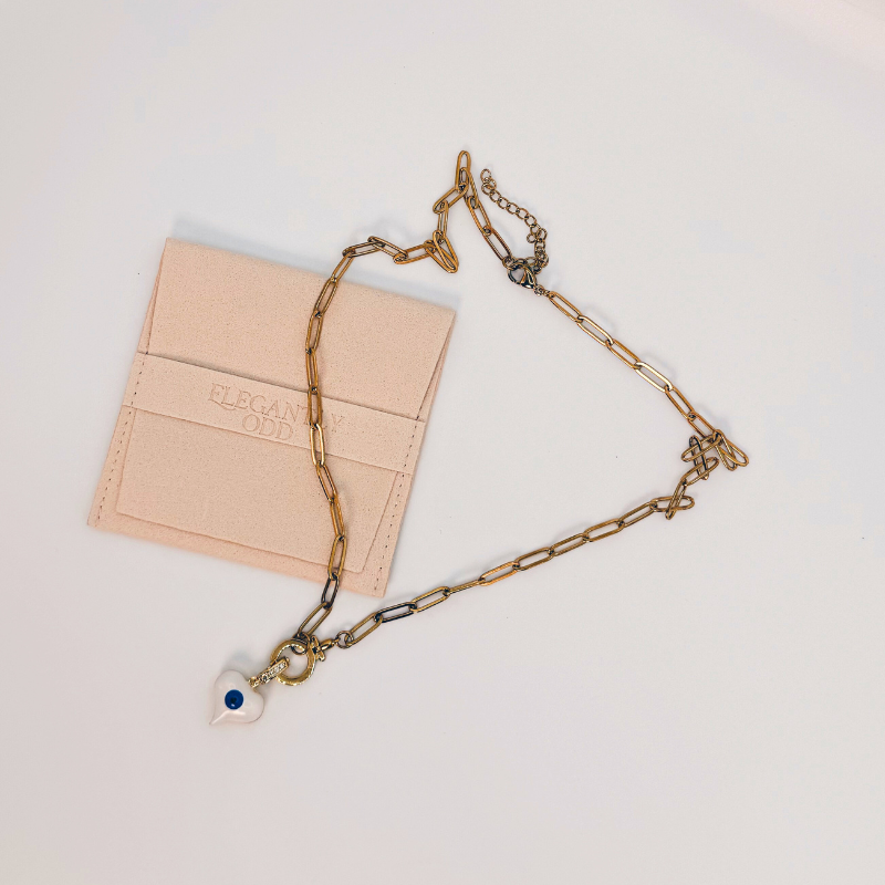 Turkish Eye Heart Charm in White