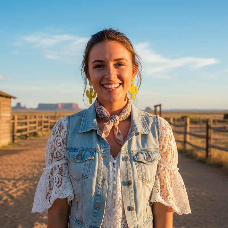 Cactus Beaded Earrings in Yellow