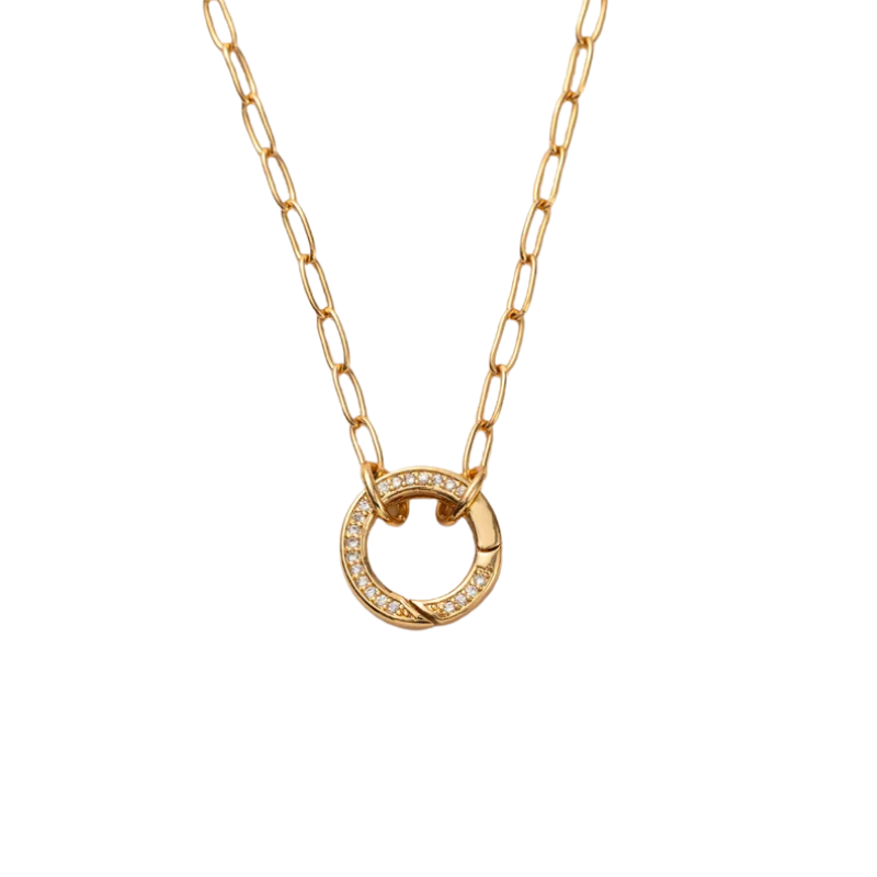Zircon Open Mouth Clasp Necklace in Gold